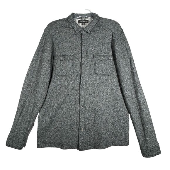 Eddie Bauer Shirt Mens Large‎ Tall Gray Shacket Pockets Outdoors Hiking Campcore - Picture 1 of 8